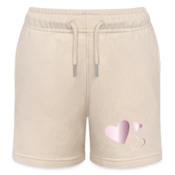 Deux coeurs tourmaline rose - Short de jogging enfant bio Stanley/Stella - écru doux - Devant