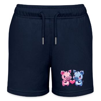 Schweine Paar Liebe Sau Verliebt - Kinder Organic Joggingshorts Mini Bolter von Stanley/Stella - Navy - Vorne