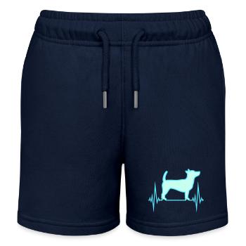 Dog Pulse Heartbeat Frequency ECG Cool Pet - Kids Organic Sweat Shorts by Stanley/Stella - navy - Front