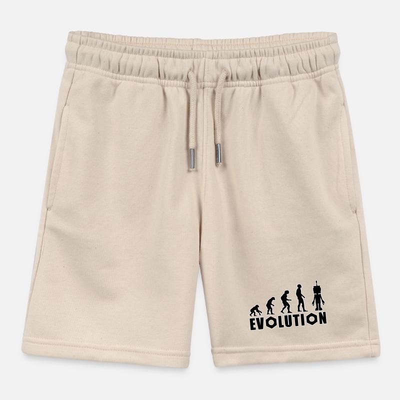 Evolution from human to android Kids Organic Sweat Shorts by Stanley/Stella