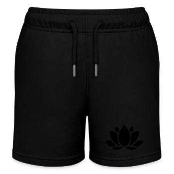Fleur de lotus Fleur de lotus Icônes florales noires - Short de jogging enfant bio Stanley/Stella - bleu marine - Devant