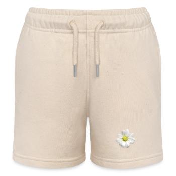 White Daisy Print - Gentle Flowers - Daisies - Kids Organic Sweat Shorts by Stanley/Stella - soft Ecru - Front