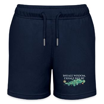 Inhale Wisdom Exhale Doubt Sage Healing Smudge - Kids Organic Sweat Shorts by Stanley/Stella - navy - Front