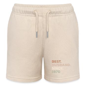 Best Husband Since 1970 Anniversary Gift - Kids Organic Sweat Shorts by Stanley/Stella - soft Ecru - Front