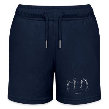 Skelett-Tanz Motiv für Halloween & Party - Kinder Organic Joggingshorts Mini Bolter von Stanley/Stella - Navy - Vorne