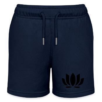 Fleur de lotus Fleur de lotus Icônes florales noires - Short de jogging enfant bio Stanley/Stella - bleu marine - Devant