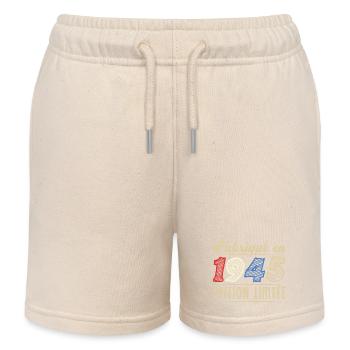 Fabriqué en 1945, Vintage cadeau d'anniversaire - Short de jogging enfant bio Stanley/Stella - écru doux - Devant