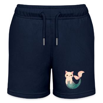 Niedliche Meerjungfrau Katze - Kinder Organic Joggingshorts Mini Bolter von Stanley/Stella - Navy - Vorne