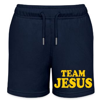 Team jesus - Kids Organic Sweat Shorts by Stanley/Stella - navy - Front