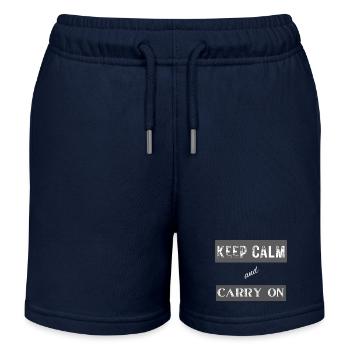 Keep Calm and Carry On - Kids Organic Sweat Shorts by Stanley/Stella - navy - Front