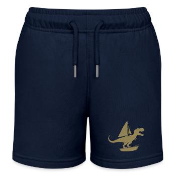 Annexe minimaliste avec T-Rex d’été - Short de jogging enfant bio Stanley/Stella - bleu marine - Devant