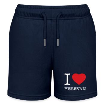 I LOVE YEREVAN Jerewan Armenia Armenien - Kinder Organic Joggingshorts Mini Bolter von Stanley/Stella - Navy - Vorne