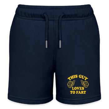This guy loves to fahrt - Kids Organic Sweat Shorts by Stanley/Stella - navy - Front