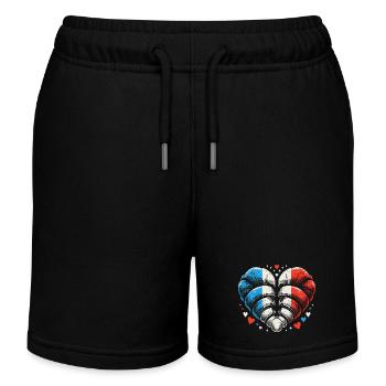 French Croissant Art - Funny Gift - Kids Organic Sweat Shorts by Stanley/Stella - navy - Front