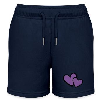 2 Cœur violet Cœur Motif cœur violet - Short de jogging enfant bio Stanley/Stella - bleu marine - Devant