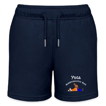 Yoga, Yogi, herabschauender Hund Asana - Kinder Organic Joggingshorts Mini Bolter von Stanley/Stella - Navy - Vorne