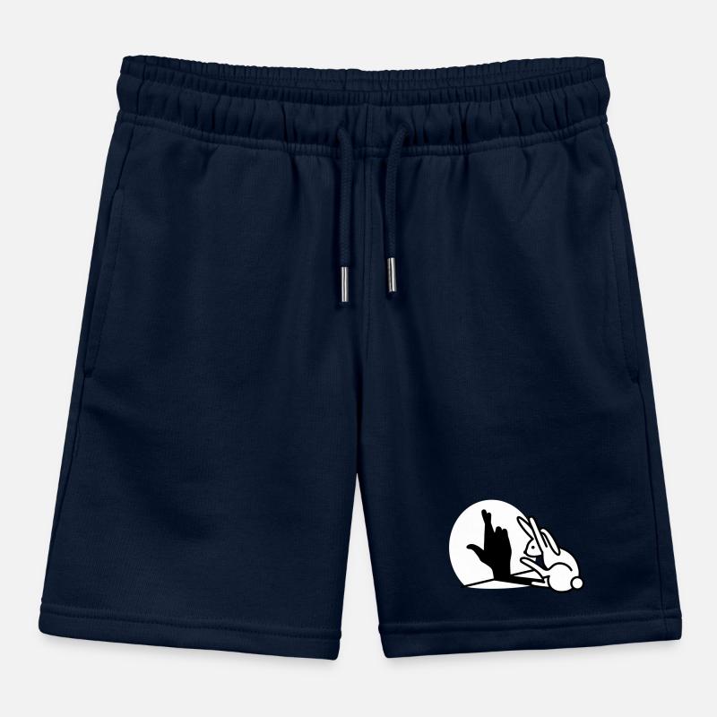 Funny rabbit hand shadow crossing fingers Kids Organic Sweat Shorts by Stanley/Stella