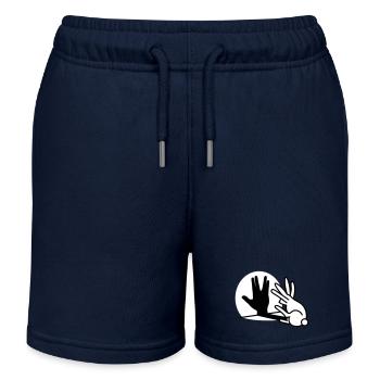 Kaninche Ombre Main Salutation volcanique trekkie - Short de jogging enfant bio Stanley/Stella - bleu marine - Devant