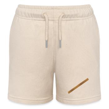Klassisches Holzlineal Motiv – Messen mit Stil - Kinder Organic Joggingshorts Mini Bolter von Stanley/Stella - Natur - Vorne