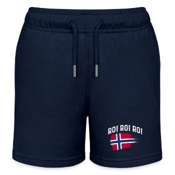 Norway Norge Fjords Scandinavian Ro Viking ship - Kids Organic Sweat Shorts by Stanley/Stella - navy - Front