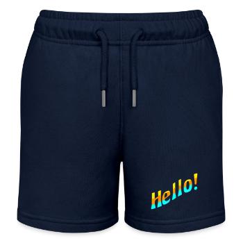 Hello! - Kids Organic Sweat Shorts by Stanley/Stella - navy - Front