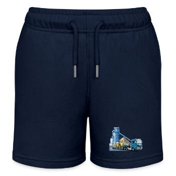 Low-loader in the gravel plant - Kids Organic Sweat Shorts by Stanley/Stella - navy - Front