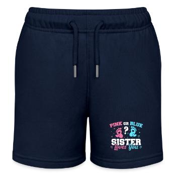 Pink Or Blue Sister Loves You Gender reveal Sister - Short de jogging enfant bio Stanley/Stella - bleu marine - Devant