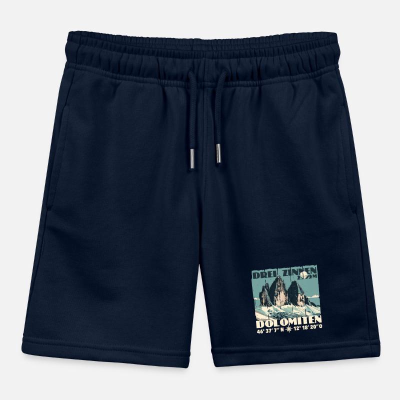 Three Peaks Dolomites Souvenir Tre Cime Lavaredo Kids Organic Sweat Shorts by Stanley/Stella