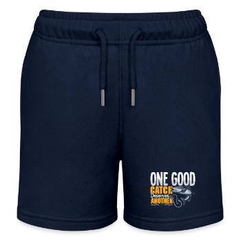 Fishing Angler Fish Fisherman Sayings Petri Heil - Kids Organic Sweat Shorts by Stanley/Stella - navy - Front