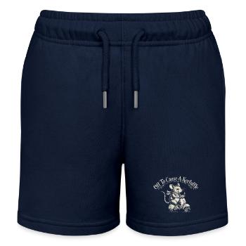 Souris sur rouleau – Agitation - Short de jogging enfant bio Stanley/Stella - bleu marine - Devant