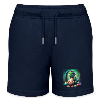 Cute Dinosaur Red Eyes Easter - Kids Organic Sweat Shorts by Stanley/Stella - navy - Front