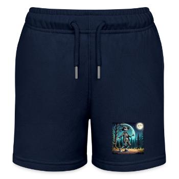 Mysterious Skeleton in Hat and Jacket - Kids Organic Sweat Shorts by Stanley/Stella - navy - Front