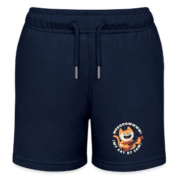 My Cat At 3AM - Kids Organic Sweat Shorts by Stanley/Stella - navy - Front