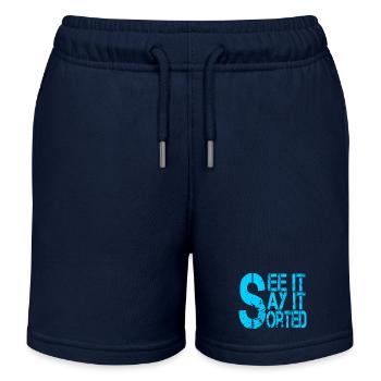Motivierendes Dollar-Symbol mit Slogan - Kinder Organic Joggingshorts Mini Bolter von Stanley/Stella - Navy - Vorne