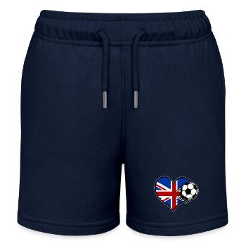 Great Britain Flag Football with Heart - Kids Organic Sweat Shorts by Stanley/Stella - navy - Front