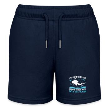 Wenn Sie an Land gefunden werden, werfen Sie es bitte zurück ins Meer - Kinder Organic Joggingshorts Mini Bolter von Stanley/Stella - Navy - Vorne