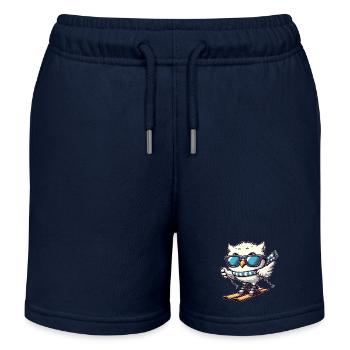 Schneeeule Skifahrer, Winterurlaub Charme - Kinder Organic Joggingshorts Mini Bolter von Stanley/Stella - Navy - Vorne