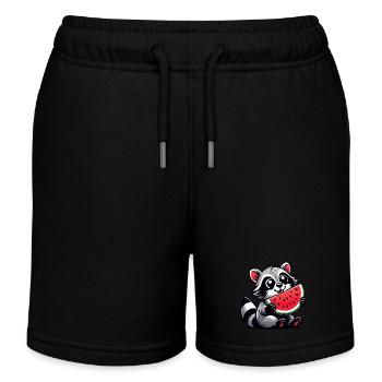 Waschbär Mit Wassermelone Fruchtig Lustig - Kinder Organic Joggingshorts Mini Bolter von Stanley/Stella - Navy - Vorne