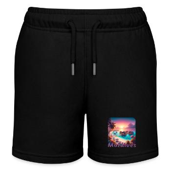 Malediven Urlaub Strand Sonnenuntergang Palmen - Kinder Organic Joggingshorts Mini Bolter von Stanley/Stella - Navy - Vorne