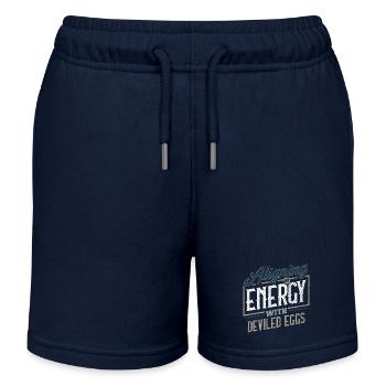 Meine Energie mit dem Humor der teuflischen Eier in Einklang bringen - Kinder Organic Joggingshorts Mini Bolter von Stanley/Stella - Navy - Vorne