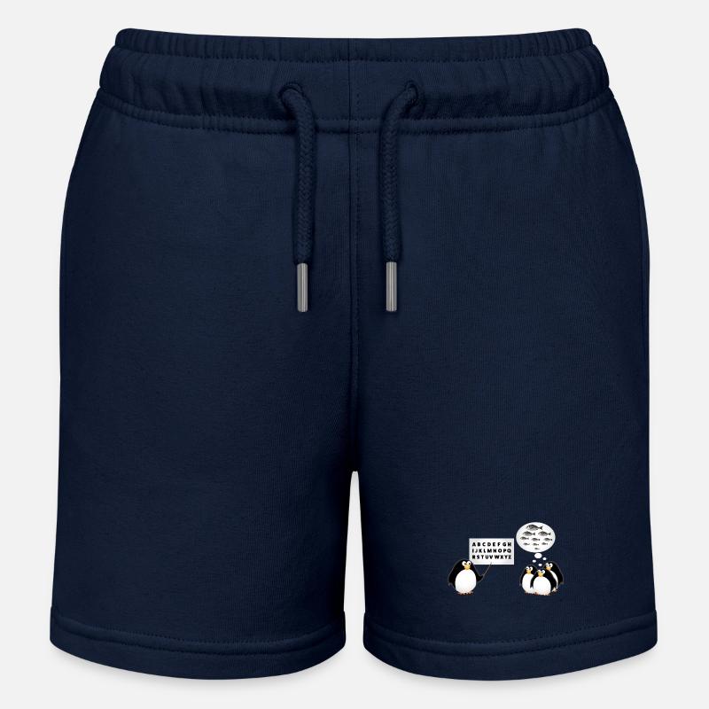 École - Pingouin - Short de jogging enfant bio Stanley/Stella - bleu marine