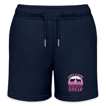 Just A Girl Who Loves Sheep - Kids Organic Sweat Shorts by Stanley/Stella - navy - Front