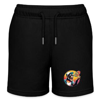 Chimpanzé avec lunettes de soleil, casquette de baseball et frisbee - Short de jogging enfant bio Stanley/Stella - noir - Devant