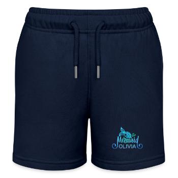 Name shirt Olivia with mermaid - Kids Organic Sweat Shorts by Stanley/Stella - navy - Front