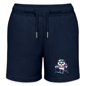 Schneeeule Skifahrer Winter Skiurlaub - Kinder Organic Joggingshorts Mini Bolter von Stanley/Stella - Navy - Vorne