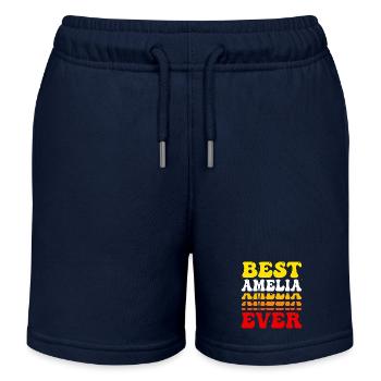 Groovy Vintage Custom Amelia Name - Süß Am Besten - Kinder Organic Joggingshorts Mini Bolter von Stanley/Stella - Navy - Vorne