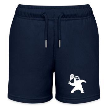 Faultier Silhouette Tennis Aufschlag - Kinder Organic Joggingshorts Mini Bolter von Stanley/Stella - Navy - Vorne