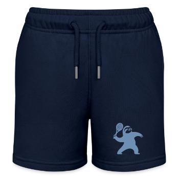 Faultier Silhouette Tennis Aufschlag - Kinder Organic Joggingshorts Mini Bolter von Stanley/Stella - Navy - Vorne