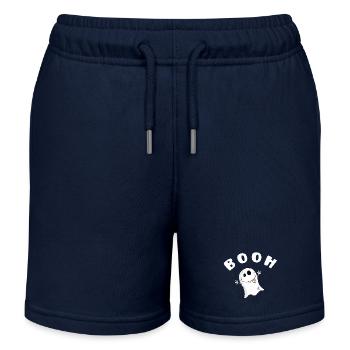 Booh Ghost I Ghost Hour I Halloween Gift - Kids Organic Sweat Shorts by Stanley/Stella - navy - Front