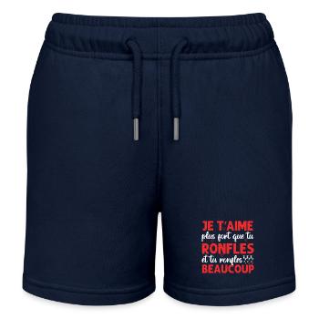 Je t' aime plus fort que tu ronfles Saint-Valentin - Short de jogging enfant bio Stanley/Stella - bleu marine - Devant